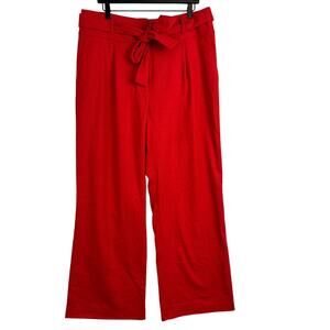Boden Womens Wide Leg Tie Waist Trouser Pants Wool Blend Red - 12 US